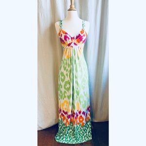 Alyn Paige Ikat Multi-Color Maxi Dress Size Small